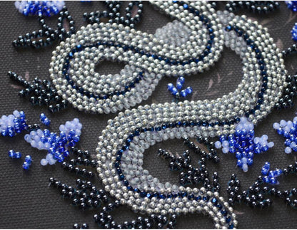 Bead Embroidery Kit Silver snake DIY Abris Art