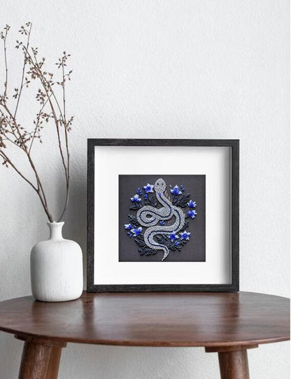Bead Embroidery Kit Silver snake DIY Abris Art