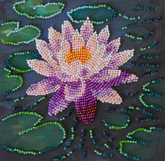 Bead Embroidery Kit Water Lily Flower DIY Abris Art