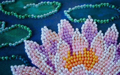Bead Embroidery Kit Water Lily Flower DIY Abris Art