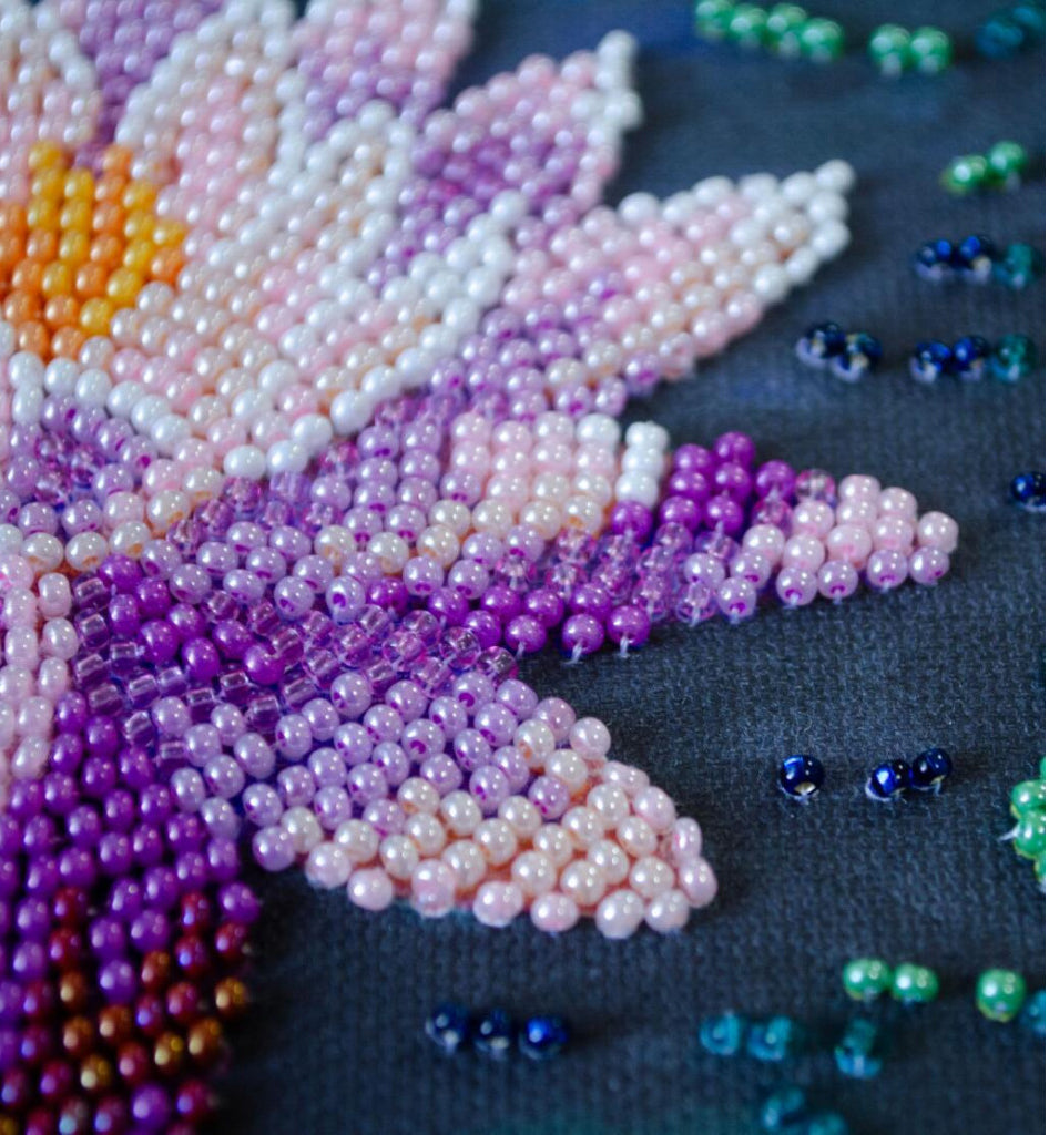 Bead Embroidery Kit Water Lily Flower DIY Abris Art