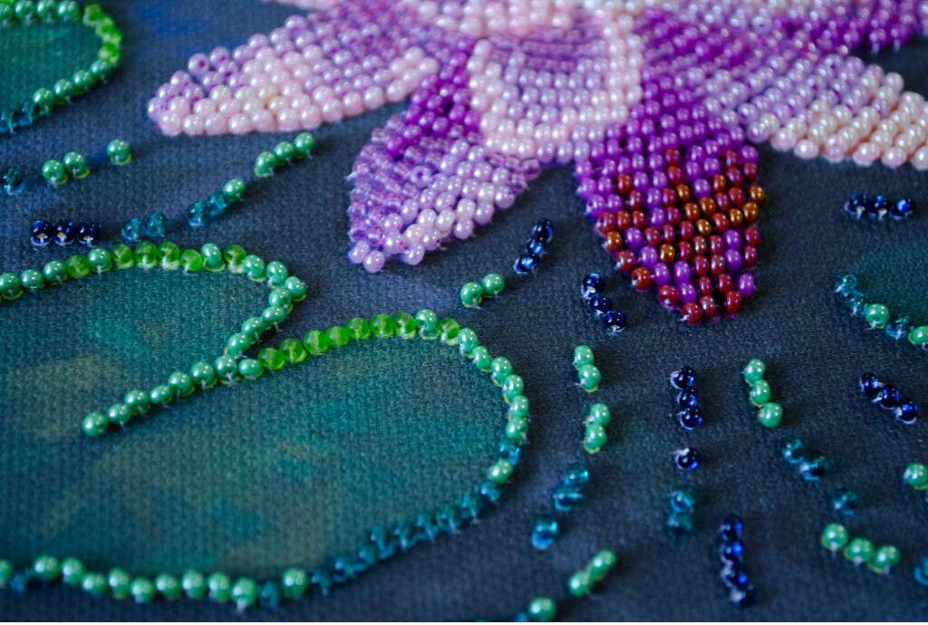 Bead Embroidery Kit Water Lily Flower DIY Abris Art