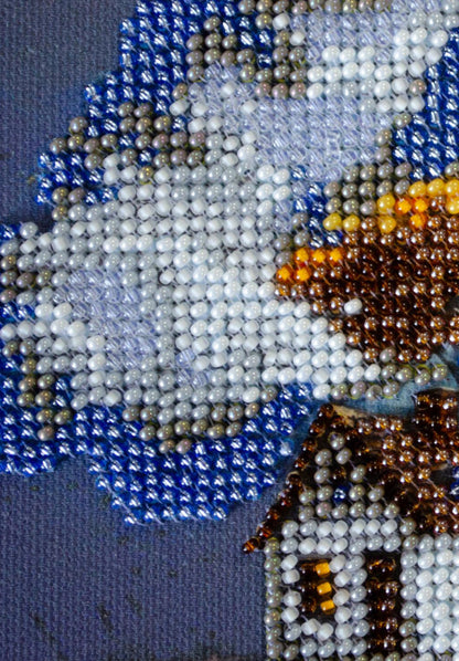 Bead Embroidery Kit House under the clouds DIY Abris Art
