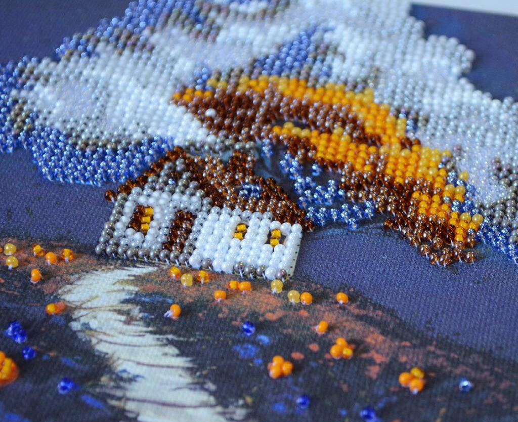 Bead Embroidery Kit House under the clouds DIY Abris Art