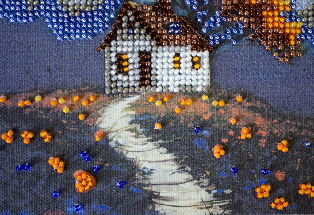 Bead Embroidery Kit House under the clouds DIY Abris Art