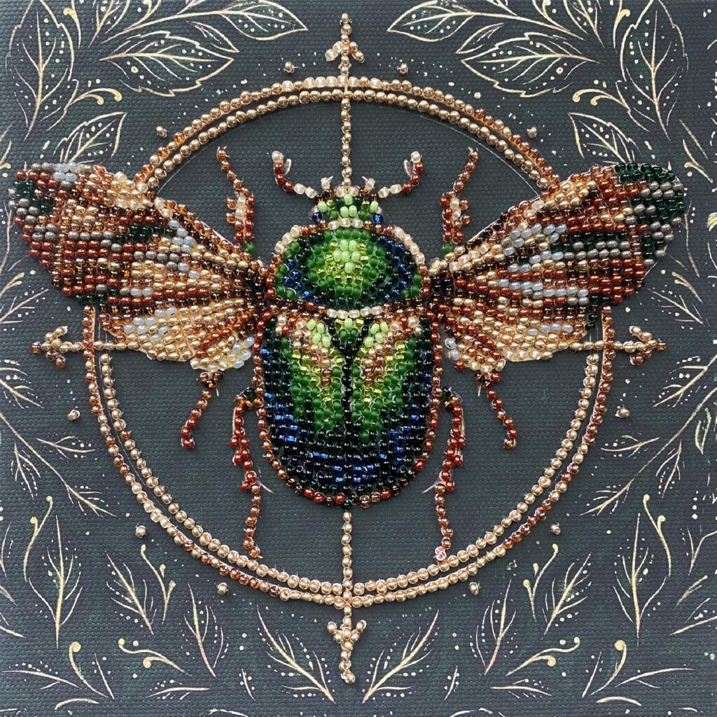 Bead Embroidery Kit Green bug DIY Abris Art