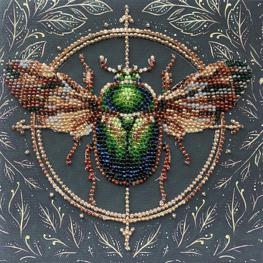 Bead Embroidery Kit Green bug DIY Abris Art
