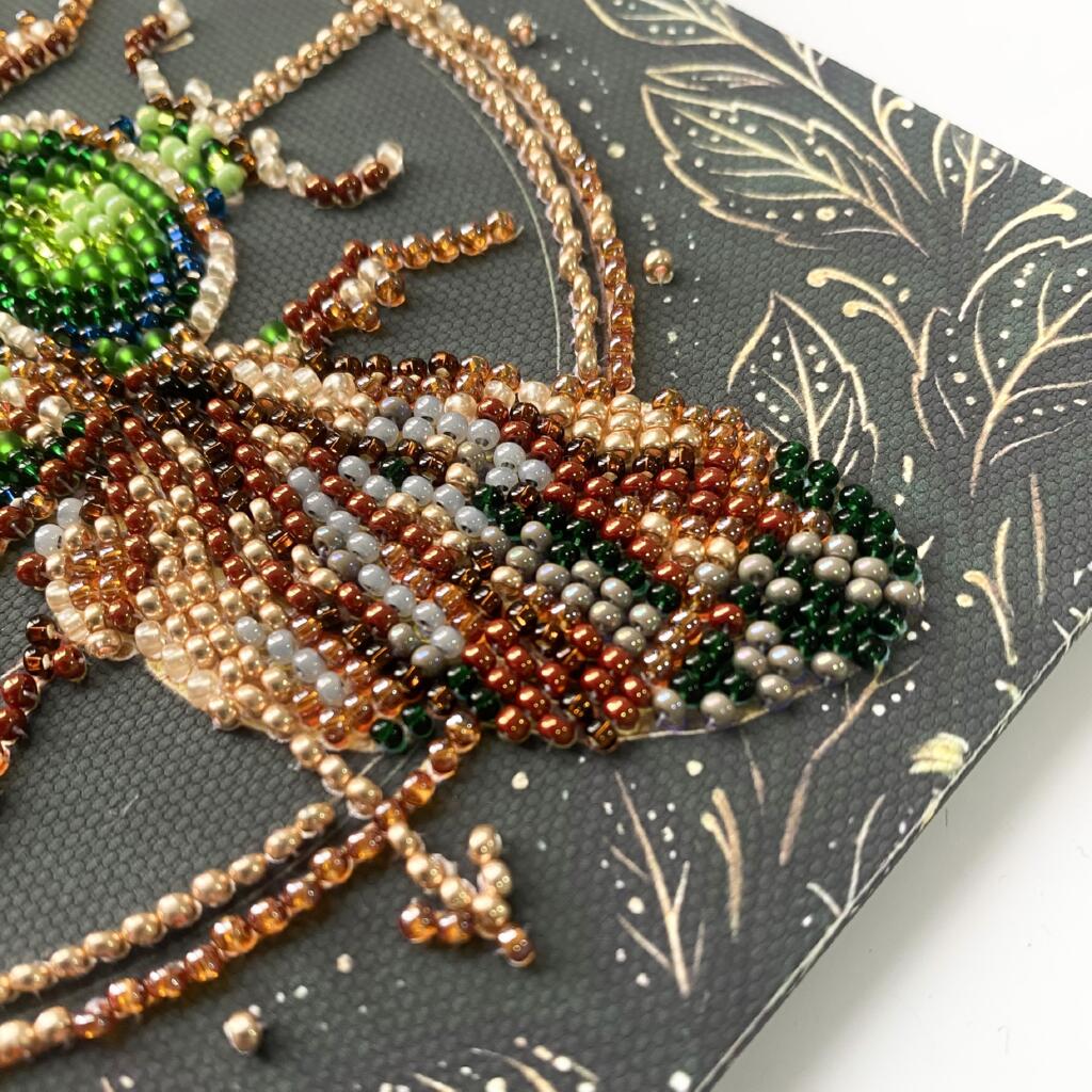 Bead Embroidery Kit Green bug DIY Abris Art