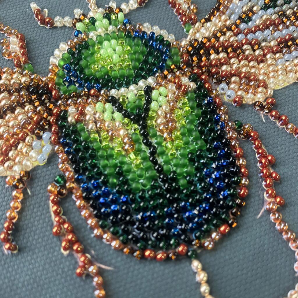 Bead Embroidery Kit Green bug DIY Abris Art