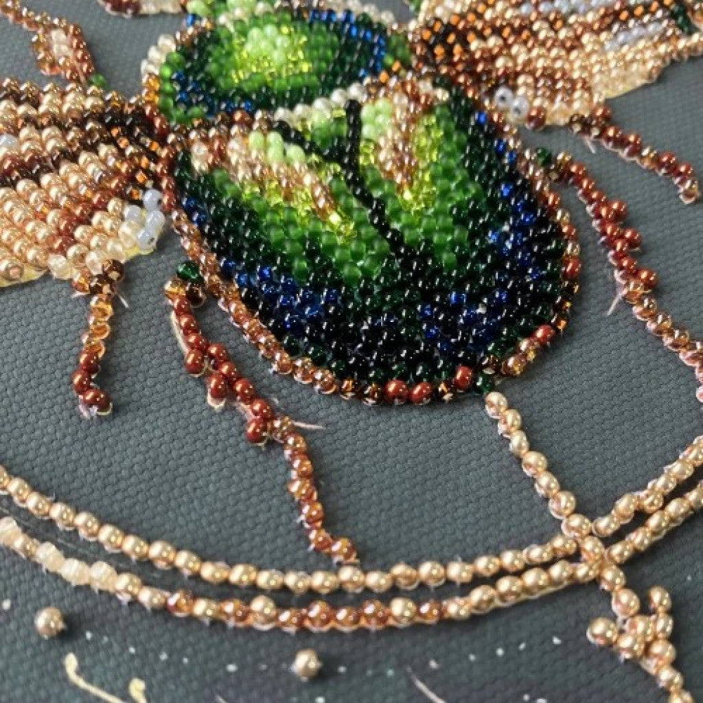 Bead Embroidery Kit Green bug DIY Abris Art