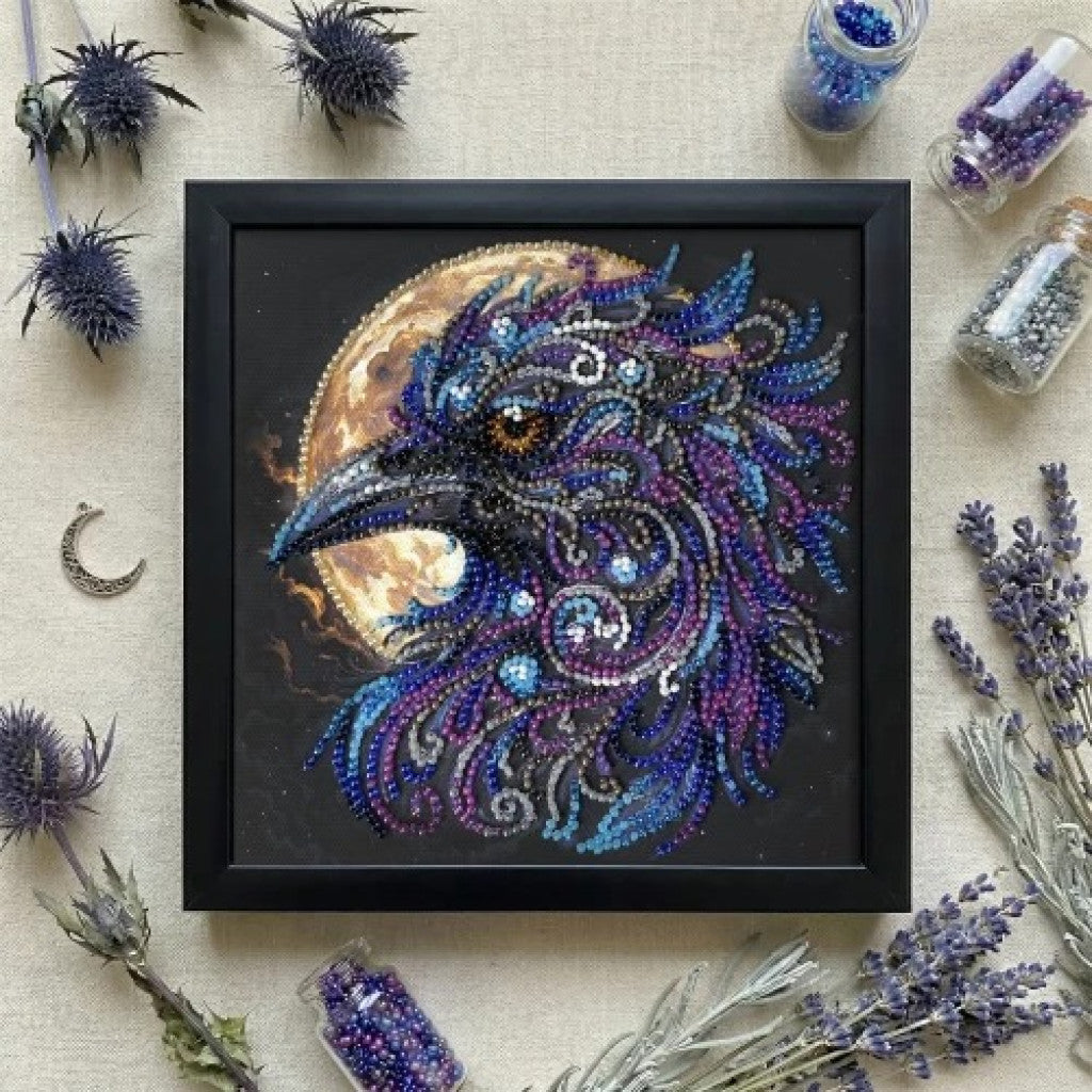 Bead Embroidery Kit Black Raven DIY by Abris Art