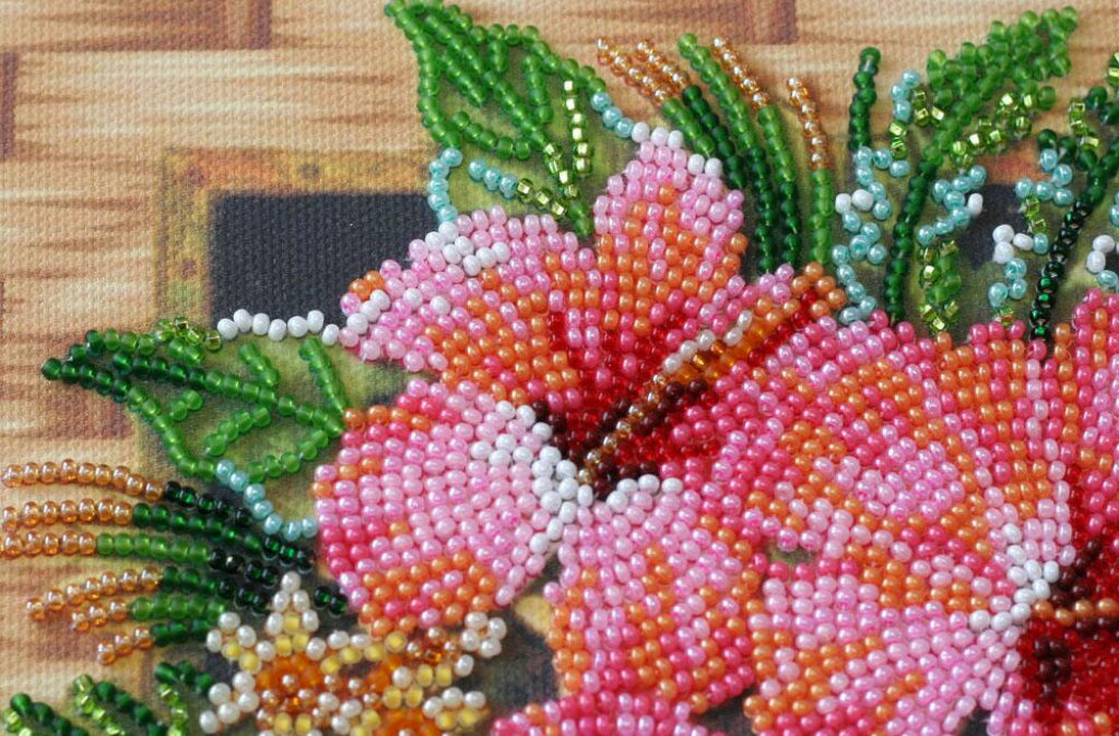 Perlenstickerei-Set Blumen aus Tansania DIY