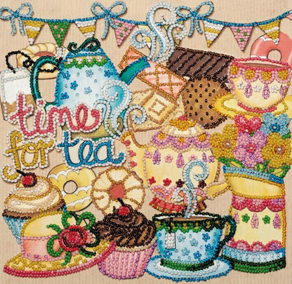 Bead Embroidery Kit Tea drinking DIY Abris Art