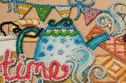 Bead Embroidery Kit Tea drinking DIY Abris Art