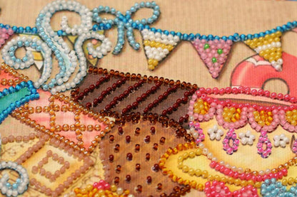Bead Embroidery Kit Tea drinking DIY Abris Art