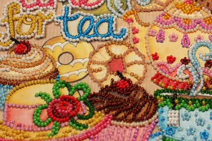 Bead Embroidery Kit Tea drinking DIY Abris Art