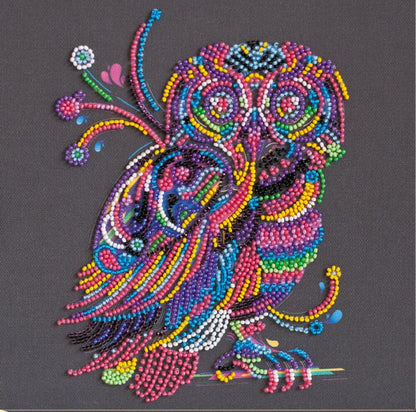 Bead Embroidery Kit Owl DIY Abris Art
