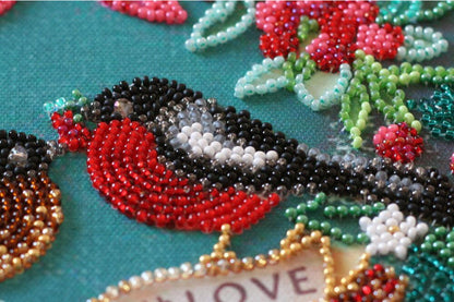 Bead Embroidery Kit Christmas birds DIY Abris Art