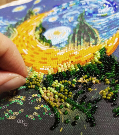 Bead Embroidery Kit Cypress moon DIY Abris Art