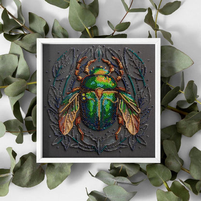 Bead Embroidery Kit Emerald beetle DIY Abris Art