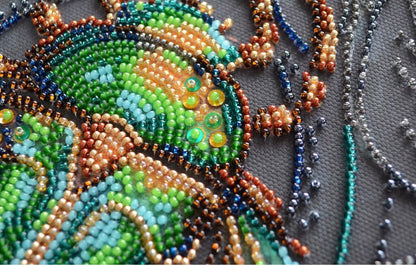 Bead Embroidery Kit Emerald beetle DIY Abris Art