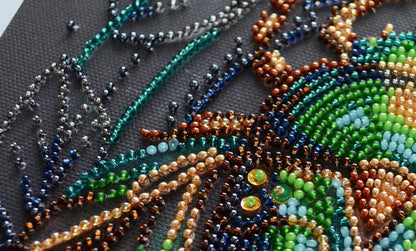 Bead Embroidery Kit Emerald beetle DIY Abris Art