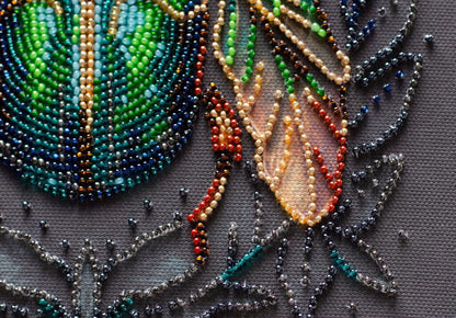 Bead Embroidery Kit Emerald beetle DIY Abris Art