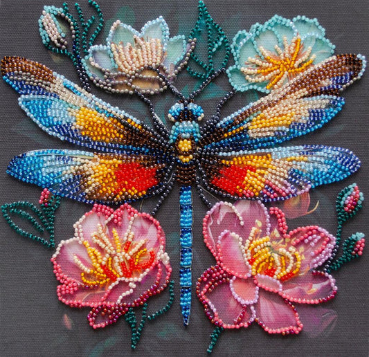 Bead Embroidery Kit Dragonfly DIY Abris Art