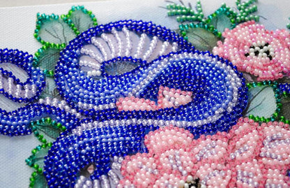 Bead Embroidery Kit Blue snake DIY Abris Art