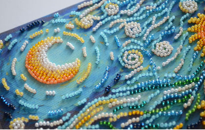 Bead Embroidery Kit Sunflowers in night DIY Abris Art
