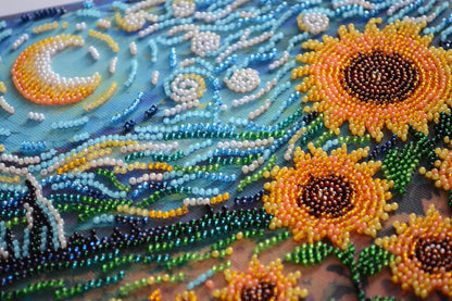 Bead Embroidery Kit Sunflowers in night DIY Abris Art