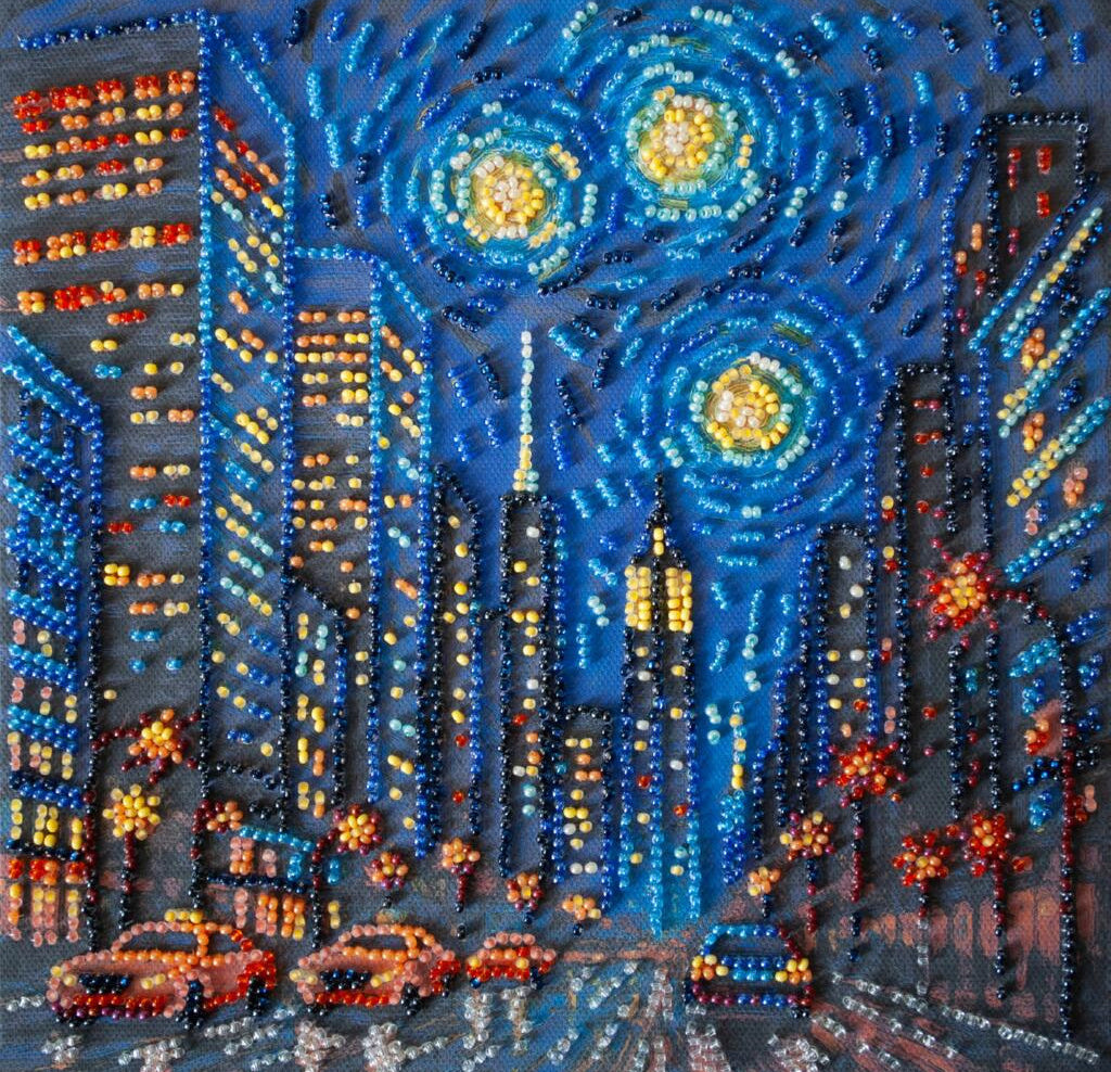 Bead Embroidery Kit Night city DIY Abris Art