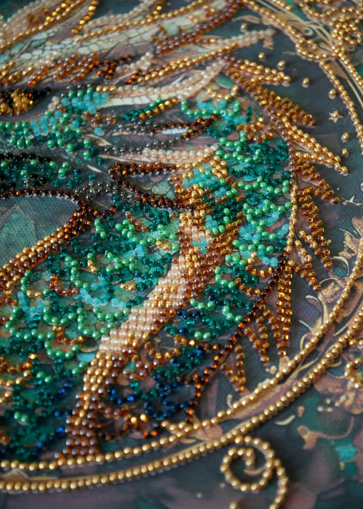 Bead Embroidery Kit Emerald dragon DIY Abris Art