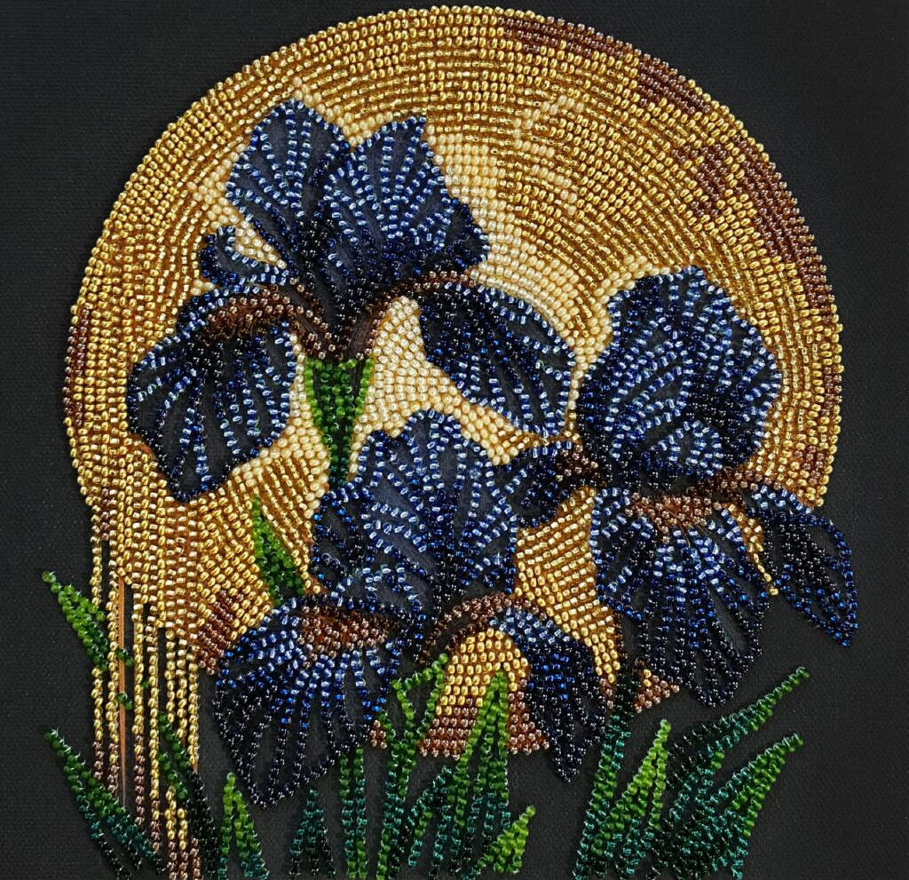 Bead Embroidery Kit Irises Flowers DIY Abris Art