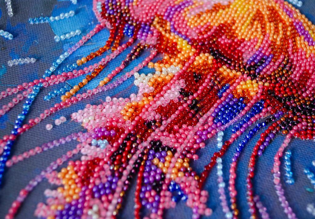 Bead Embroidery Kit Colored jellyfish DIY Abris Art
