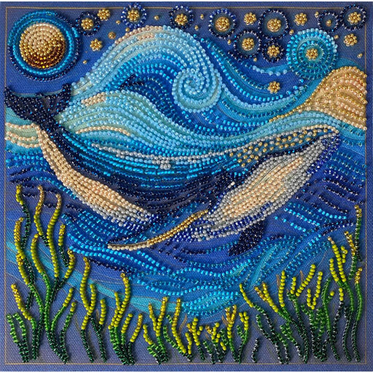 Bead Embroidery Kit Blue whale DIY Abris Art