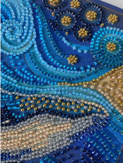Bead Embroidery Kit Blue whale DIY Abris Art
