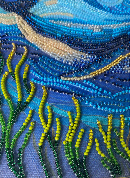 Bead Embroidery Kit Blue whale DIY Abris Art