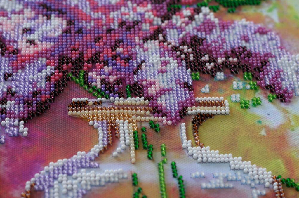 Bead Embroidery Kit Lilac Flowers DIY Abris Art