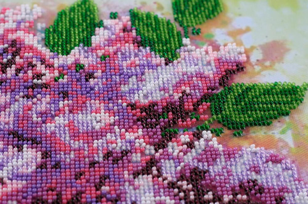 Bead Embroidery Kit Lilac Flowers DIY Abris Art