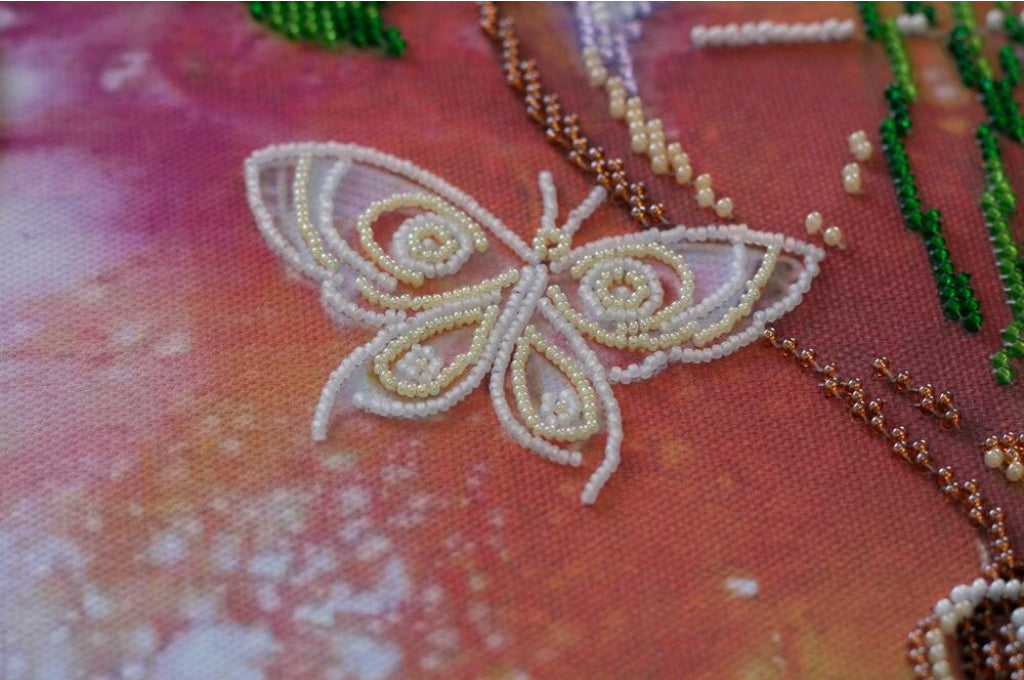 Bead Embroidery Kit Lilac Flowers DIY Abris Art