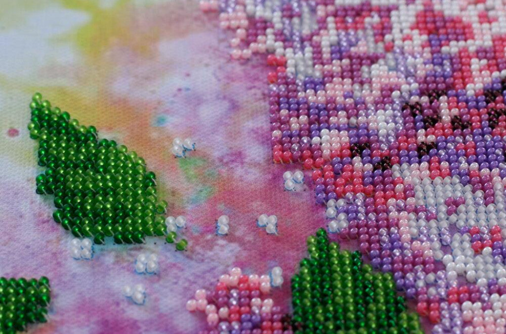 Bead Embroidery Kit Lilac Flowers DIY Abris Art