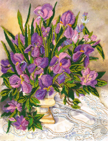 Bead Embroidery Kit Flowers DIY Abris Art