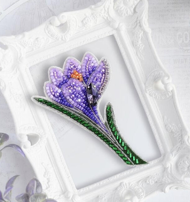 Brooch Bead Embroidery Kit Crocus DIY Tela Artis Jewelry Making Beading kit Pin