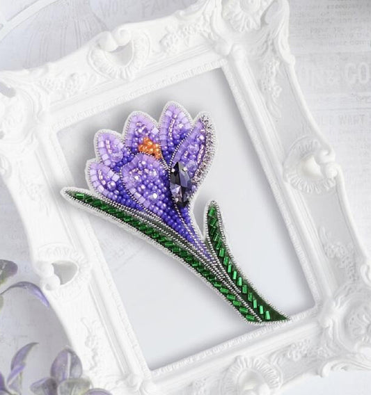 Brooch Bead Embroidery Kit Crocus DIY Tela Artis Jewelry Making Beading kit Pin