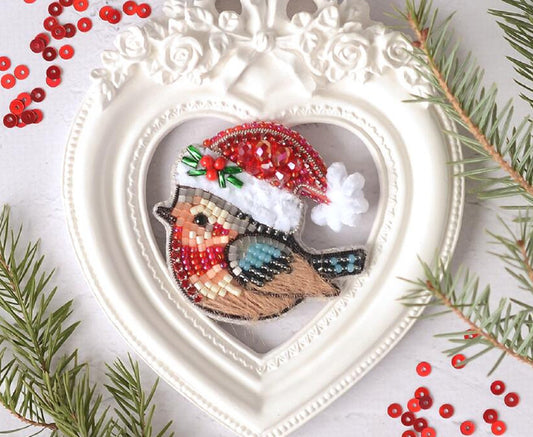 Brooch Bead Embroidery kit Bullfinch DIY Tela Artis