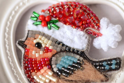 Brooch Bead Embroidery kit Bullfinch DIY Tela Artis