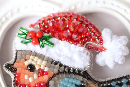 Brooch Bead Embroidery kit Bullfinch DIY Tela Artis
