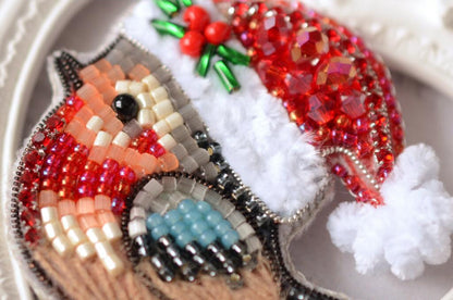 Brooch Bead Embroidery kit Bullfinch DIY Tela Artis