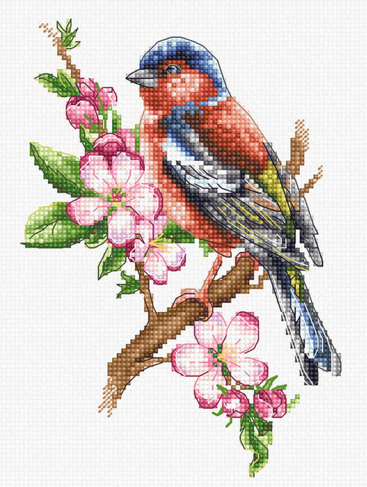 Counted Cross Stitch Kit Chaffinch Bird DIY Luca-S